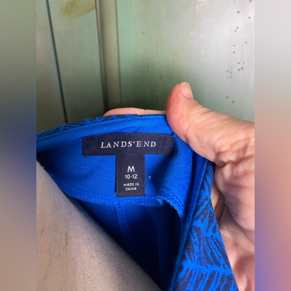 Lands End Elbow Sleeve Fit and Flare Dress Blue Black Medium (10-12) - Picture 5 of 5